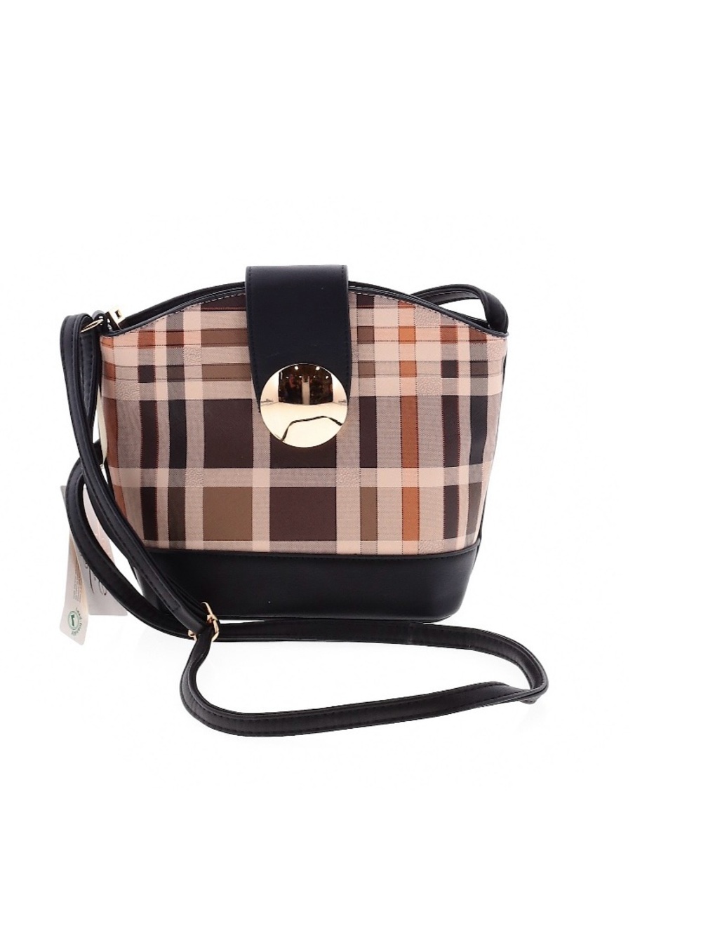 NWT Elaine Plaid Crossbody Bag with Black Trim and Gold Accent